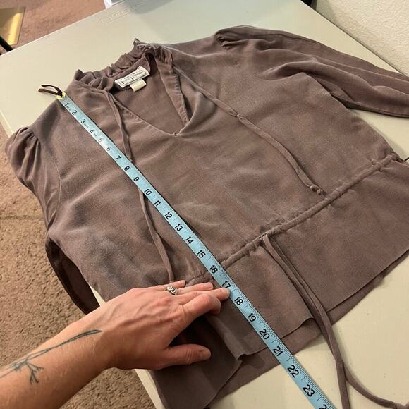 Vintage Lavender Purple Soft Lightweight Bow Tie Blouse Size Medium - Picture 9 of 12